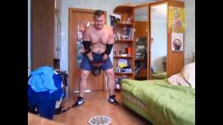 7 авг2013 упражнения с гирей и резиной 24 кг / пред-воркаут /
