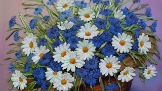 Полевые цветы в моем творчестве. Разживалова Наталья. Вышивка лентами.