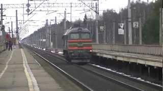 Тепловоз ДМ62-1843 . Платформа Ямуга .