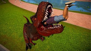 T Rex & Indoraptor Breakout & Fight - Jurassic World Evolution Dinosaurs Fighting