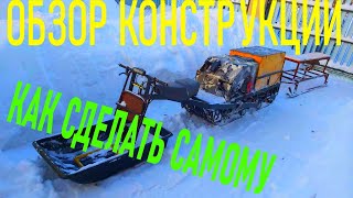 Самодельный снегоход. Толкач на гусенице буран МД. Как сделано. Обзор.