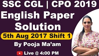 4 PM || SSC CGL | CPO 2019 || Paper Solution || English | By Pooja Ma'am | 01