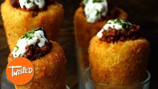 Homemade Cheesy Chili Mash Cones | Cheesy Appetizer Recipes | Party Food | Twisted
