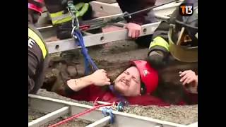 Momento en que hombre cae a Socavón en San Bernardo