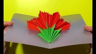 3д Открытка с Алым Цветком Своими Руками/ Подарки Поделки на 23 февраля МК