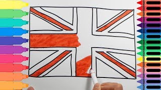 How to Draw the British Flag - Drawings for kids UK Flag - Art Colours for Kids | Tanimated Toys