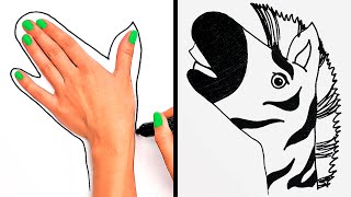 CÓMO DIBUJAR CUALQUIER ANIMAL CON TU MANO || Trucos sencillos de dibujo para principiantes