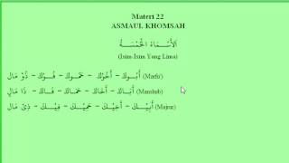 materi 22 asmaul khomsah, belajar bahasa arab, nahwu shorof brain aldilas