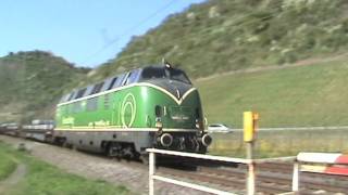 Brohltalbahn V220, 2x BR189, 3x BR185, BR143, BR425 zwischen Hammerstein und Leutesdorf
