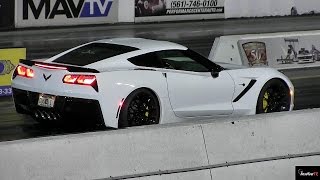 Modded 2015 C7 Corvette Z51 8 Speed 1/4 Mile Drag Race Video - Road Test TV ®
