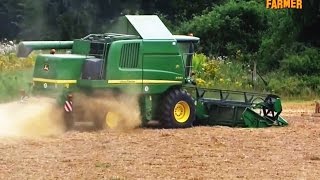 Lagergetreide vs. Mähdrescher John Deere, Fendt, Claas Lexion. Grain falls after storm