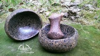 Миска и ступка из булыжника DIY How to Carve a Stone a bowl