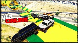 ОЧЕНЬ ДЛИННАЯ ПРОБКА ИЗ ВНЕДОРОЖНИКОВ В ГТА 5 ОНЛАЙН (SKILL TEST GTA 5)