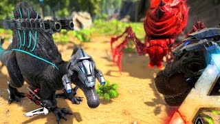 ARK Survival Evolved - EPIC TEK SPINO VS LVL 15MIL TEK REX, SPINEBREAKER PUGNACIA DINO ( Gameplay )