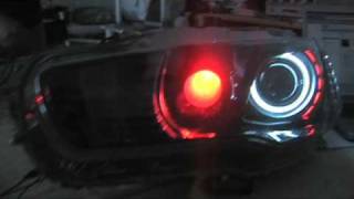 Evo X carbon halo LED headlights