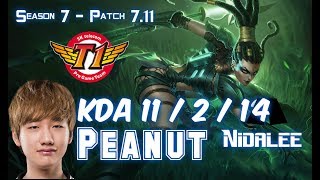 SKT T1 Peanut NIDALEE vs LEE SIN Jungle - Patch 7.11 KR Ranked