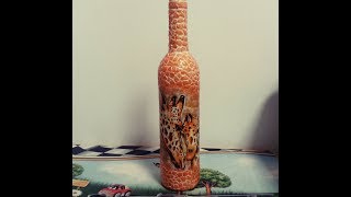 Декупаж бутылки. Африка. Diy.
