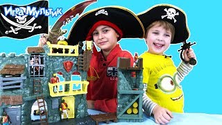 Играем в пиратов! Пиратский остров и нападение акул! Игра Мультик