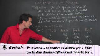 Critères de divisibilité - Nombres décimaux - Maths 6e - Les Bons Profs