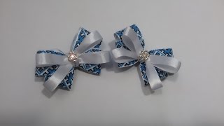 Kanzashi. bow of satin ribbon. barrette /Канзаши. бантик из атласной  ленты . Заколка