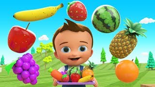 Learn Colors & Fruits Names  for Children with Little Baby Fun Play Cutting Fruits Toy Train 3D Kids