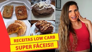 4 RECEITAS LOW CARB FÁCEIS e DELICIOSAS ( pão, salgado, bolo e panqueca doce)