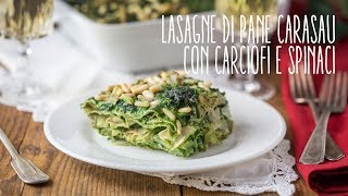 Lasagne di pane carasau agli spinaci e carciofi