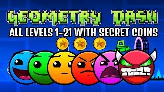 Прохождение всех уровней в Geometry Dash 1-21 all levels and COINS