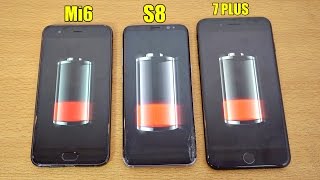 Xiaomi Mi6 vs Galaxy S8 vs iPhone 7 Plus - Battery Drain Test! (4K)