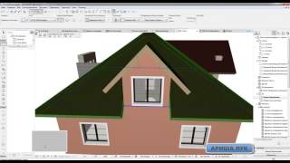 ARCHICAD  project home lessons 14. ( Подрезка крыши. Ручная.Продолжение)