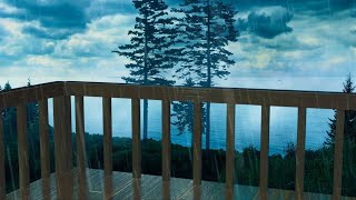 Rain on Deck with Ocean Waves | Focus, Relax, Sleep with White Noise Water Sounds | 10 Hours