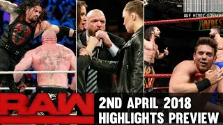 Monday Night Raw 2nd April 2018 Hindi Highlights Preview 4/2/2018 Roman reigns vs Brock lesnar