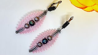 Beaded earrings/Pearl earrings/Diy Earrings/Серьги из бисера/Серьги с жемчугом/Как сделать серьги