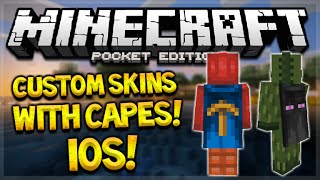 MCPE CUSTOM CAPE SKIN TUTORIAL iOS & WINDOWS 10 - How To Use Your Skin With Minecon Capes