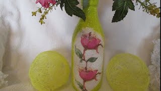 ВАЗА ИЗ БУТЫЛКИ ДЕКОРИРОВАННАЯ ЯИЧНОЙ СКОРЛУПОЙ!ВАЗА СВОИМИ РУКАМИ.