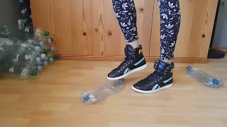 Crush plastic Bootles with Reebok Top Down ASMR recycling crush fetish #CRUSHFETISH 8989