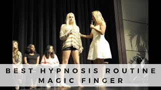 THE BEST HYPNOSIS ROUTINE!  Stage Hypnosis show. MAGIC FINGER. Estela Oliver and Tommy Vee. Funniest