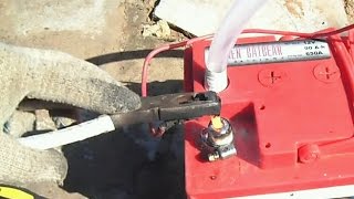 V2-Восстановление клеммы АКБ, пайка угольным стержнем из батарейки