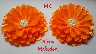 МК Канзаши. Цветы осени "Георгины". Заколки из лент. MK Kanzashi. Flowers of the autumn "Dahlias".