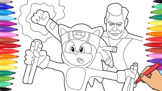 SONIC THE HEDGEHOG MOVIE - DRAWING SONIC AND DR ROBOTNIK MOVIE SCENE - SONIC COLORING PAGES