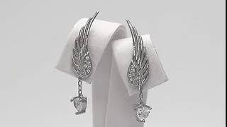 Серьги каффы крылья с съемной подвеской цепочкой и камнем серебро c2f.1416 в SilverLand