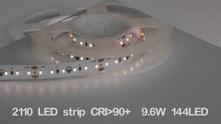 2110 LED Strip  144LED/m  Flexible LED Strip CRI 90-95   9.6W www.HULKLED.com