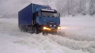 2012-2013 зимник Якутия.Камаз сайгак.Наледь.