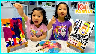 Painting DIY Mommy and Daddy Challenge with Emma and Kate!!
