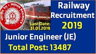 Railway Recruitment Jobs Junior Engineer 2019 | Railway JE 13487 Posts 2019 | RRB JE 2019 Vacancy -