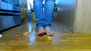 Feet ASMR:  Barefoot melon stomping