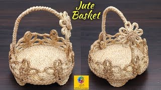 How To Make a Flower Basket With Jute Rope | Jute Rope Basket | Best Out Of waste Jute Craft Idea