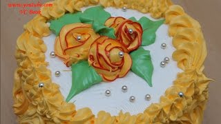 Торт с белковым заварным кремом | Украшение тортов | Розы из крема | Cake