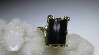Schorl  Black Tourmaline Gold Ring code 9740 Золотое кольцо с шерлом