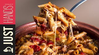 Oven baked Penne with cheese & bacon | Akis Petretzikis Kitchen